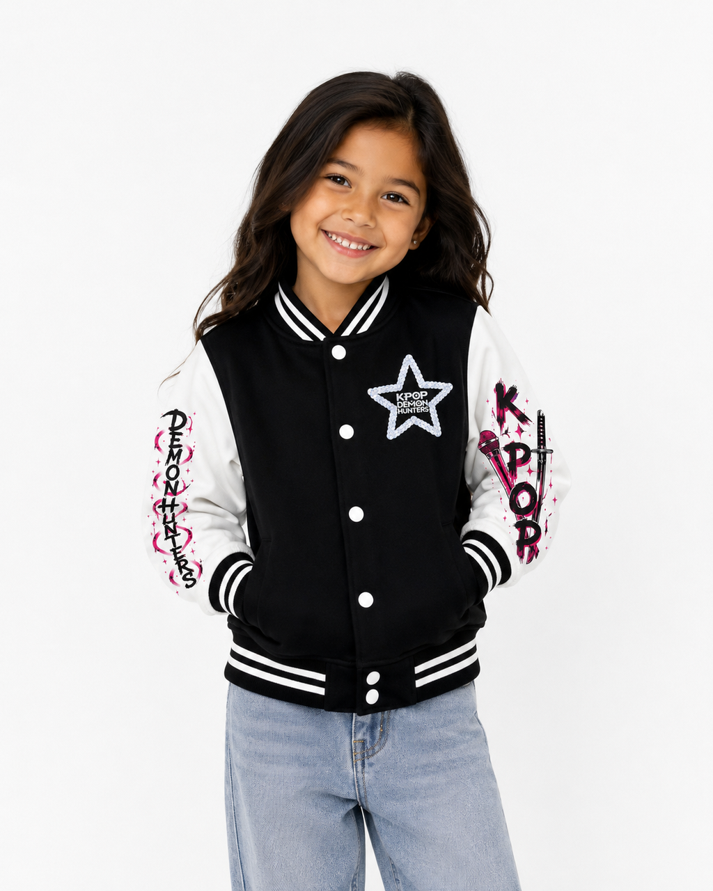Girls K-Pop Demon Hunters Customised Baseball Jacket