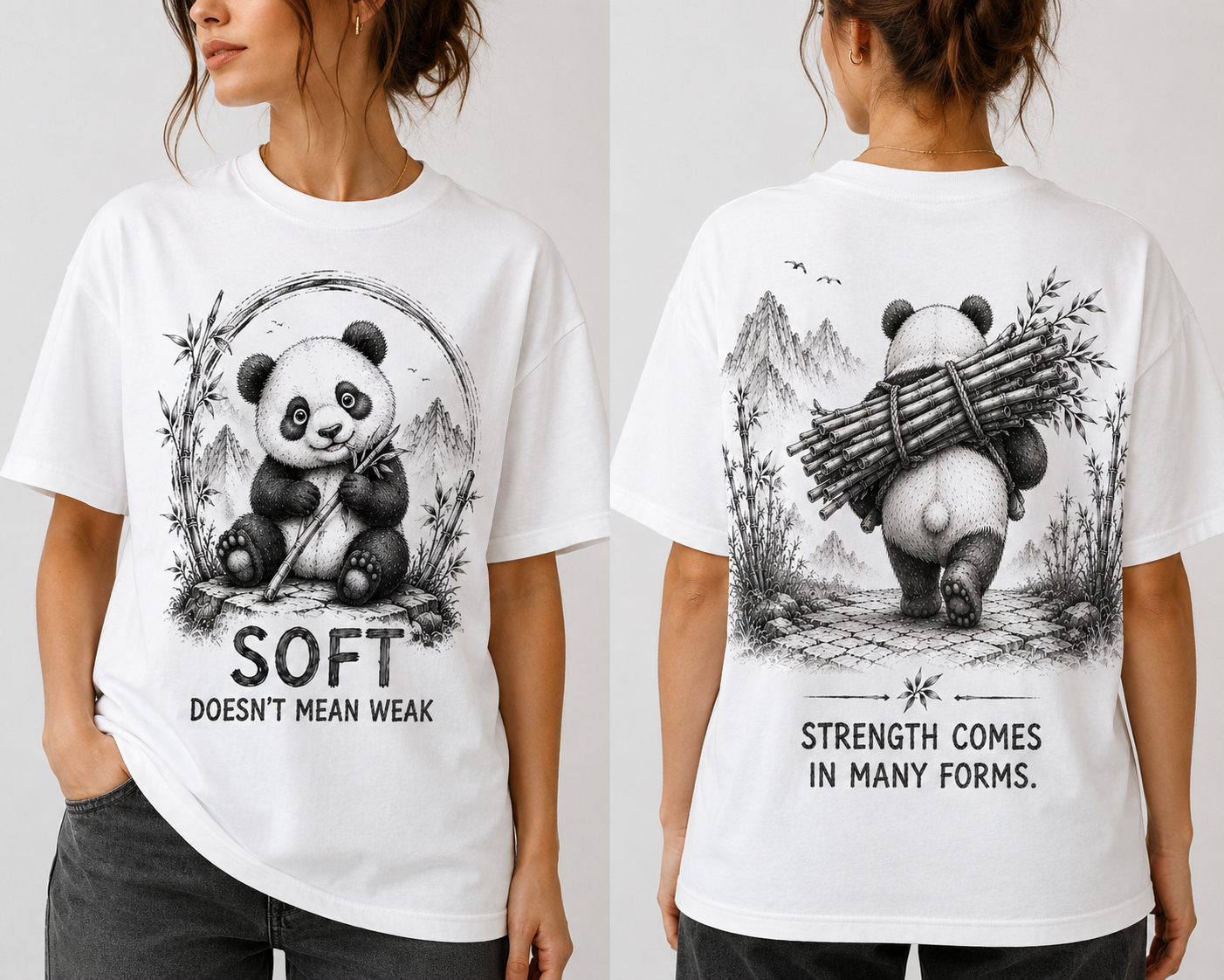 Soft Doesn't Mean Weak Empowerment T-Shirt front and back