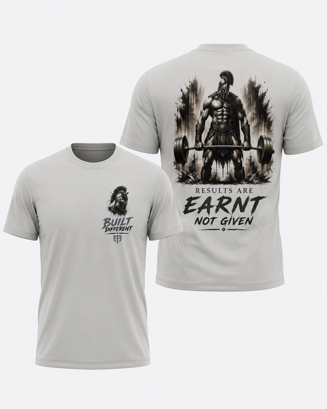 Gym T-Shirt Results Are Earnt Not Given - Spartan warrior design front and back
