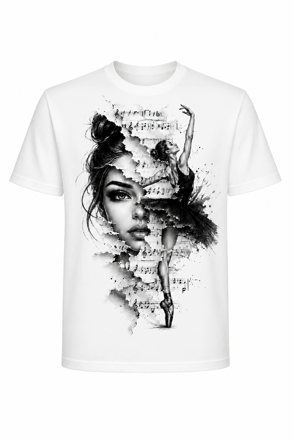Painted by Music. Defined by Dance. dance t-shirt - black and white edition